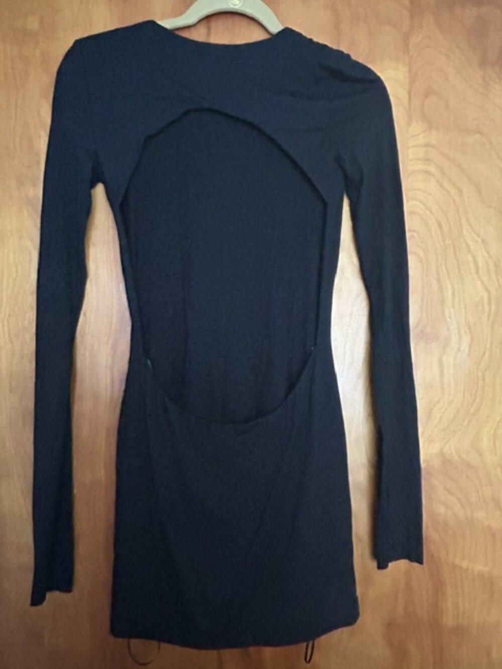 ÉTERNE Black Open Back Long Sleeve Mini Dress Size S NWT - Picture 3 of 5